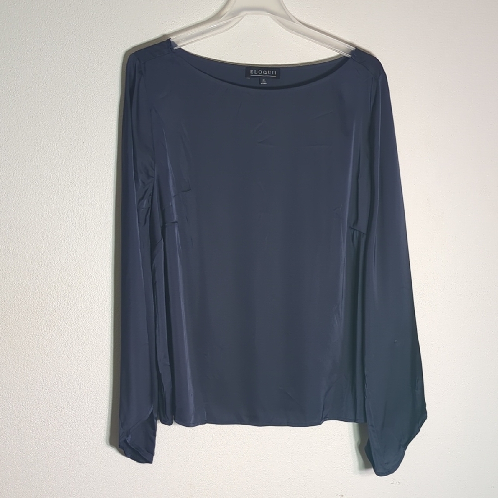 Eloquii Women's Shirt Top Blouse NWT Navy Satin‎ Christmas Holiday Plus Size 22